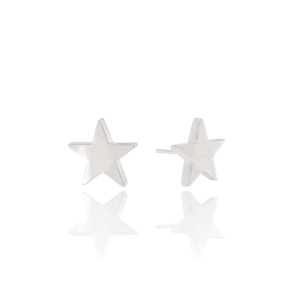 Brinco Estrela Liso Banho Branco