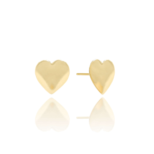 Brinco Coração Flat Banho Dourado
