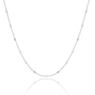 Choker Plaquinhas Corações Flat Banho Branco