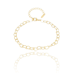 Pulseira Corações Vazados Banho Dourado