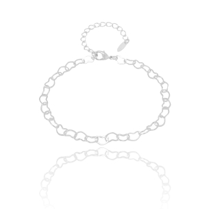 Pulseira Corações Vazados Banho Branco