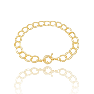 Pulseira Elos Duplos Banho Dourado