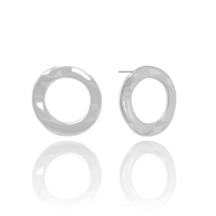 Brinco Argola Frontal Ondulado Banho Branco