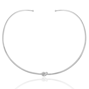 Gargantilha Aro Tubo Liso com Laço Banho Branco