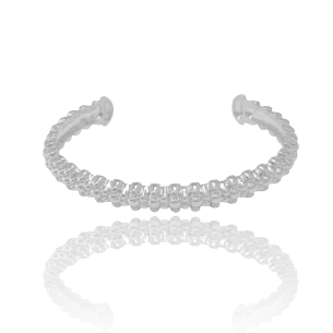 Bracelete Detalhes Bolas Banho Branco