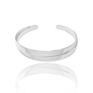Bracelete Liso Duplo 1 cm Banho Branco
