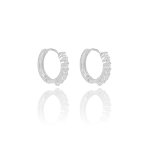 Brinco Argola Cravejado Zircônia Tamanho G Banho Branco