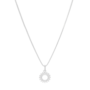 Gargantilha com Pingente Redondo Cravejado Zircônia Banho Branco