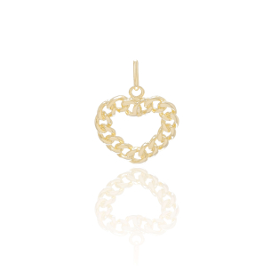 Pingente Coração Vazado Corrente Banho Dourado