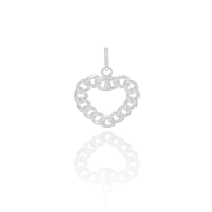 Pingente Coração Vazado Corrente Banho Branco