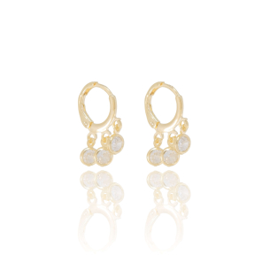 Brinco Argola com Zircônias Banho Dourado