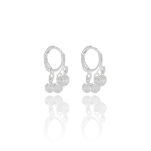 Brinco Argola com Zircônias Banho Branco