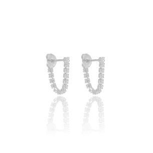 Brinco Riviera Zircônia Cristal Tamanho P Banho Branco