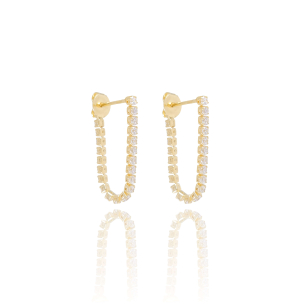 Brinco Riviera Zircônia Cristal Tamanho G Banho Dourado