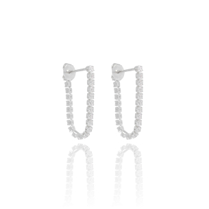 Brinco Riviera Zircônia Cristal Tamanho G Banho Branco