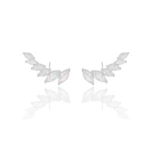 Ear Cuff Navetes Zircônias Banho Branco