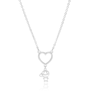 Gargantilha Coração com Menino Liso Banho Branco