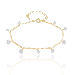 Pulseira Ponto de Luzes Zircônia Banho Dourado