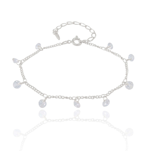 Pulseira Ponto de Luzes Zircônia Banho Branco