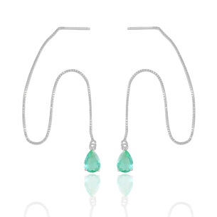 Brinco Passante Gota Turmalina Banho Branco