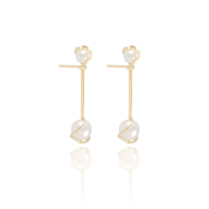 Brinco Palito Pérolas Banho Dourado