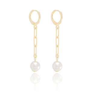 Brinco Argola Elos com Pérola Banho Dourado