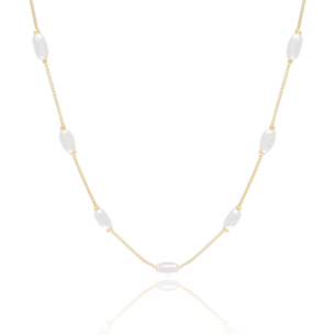 Gargantilha Pérolas Barrocas Banho Dourado