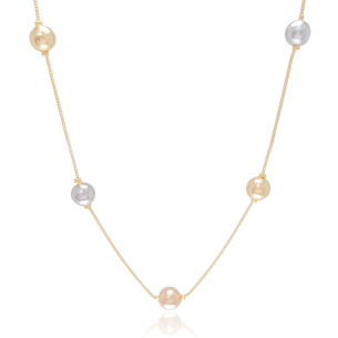 Gargantilha Veneziana Bolinhas Três Banhos Banho Dourado