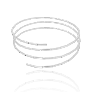 Pulseira Mola Canutilhos Três Voltas Banho Branco