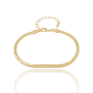 Pulseira Fita Esteira Banho Dourado