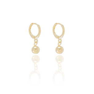Brinco Argola Bolinha Lisa Banho Dourado