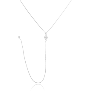 Gargantilha Gravata Pontos de Luz com Bolinha Banho Branco