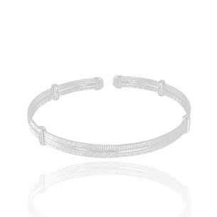 Bracelete Fios com Detalhes Banho Branco