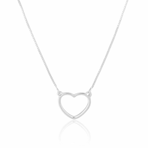 Gargantilha Infantil Coração Vazado Liso Banho Branco