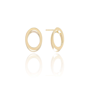 Brinco Argola Frontal Vazada Lisa Banho Dourado