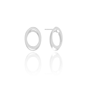 Brinco Argola Frontal Vazada Lisa Banho Branco