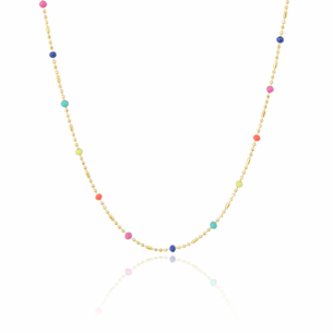 Gargantilha Infantil Bolinhas Coloridas Banho Dourado