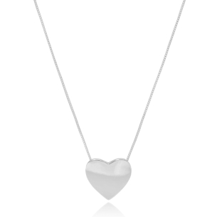 Gargantilha Veneziana Coração Liso Banho Branco