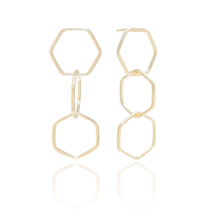 Brinco Geométrico Entrelaçado Banho Dourado