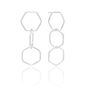 Brinco Geométrico Entrelaçado Banho Branco