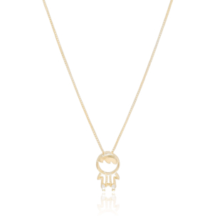 Gargantilha Menino Cravejado Zircônia Banho Dourado