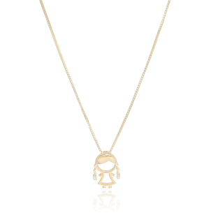 Gargantilha Menina Cravejado Zircônia Banho Dourado