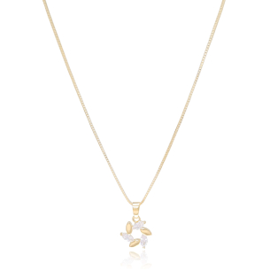 Gargantilha com Pingente Navetes Zircônia Banho Dourado