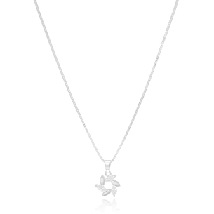 Gargantilha com Pingente Navetes Zircônia Banho Branco