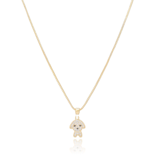 Gargantilha Pet Cravejado Zircônia Banho Dourado