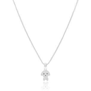 Gargantilha Pet Cravejado Zircônia Banho Branco