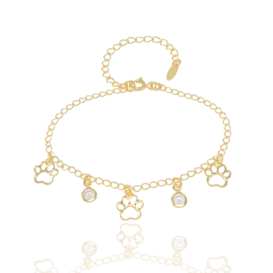 Pulseira Pet com Pontos de Luz Banho Dourado