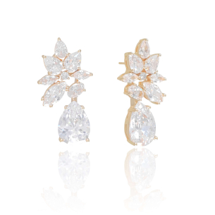 Brinco Gotas Zircônia Banho Dourado