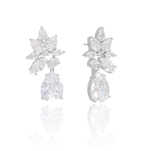 Brinco Gotas Zircônia Banho Branco