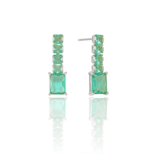 Brinco Retângulos Turmalina Banho Branco